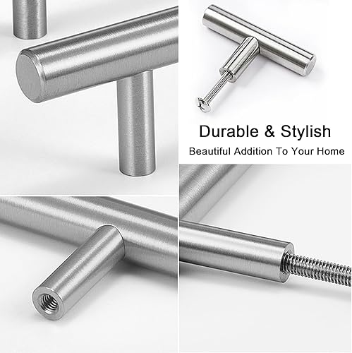 Miniatura 7 de 12 pomos de gabinete, tiradores de gabinete, pomos para cajones, perillas en T, herrajes de gabinete de un solo orificio con tornillos, para muebles