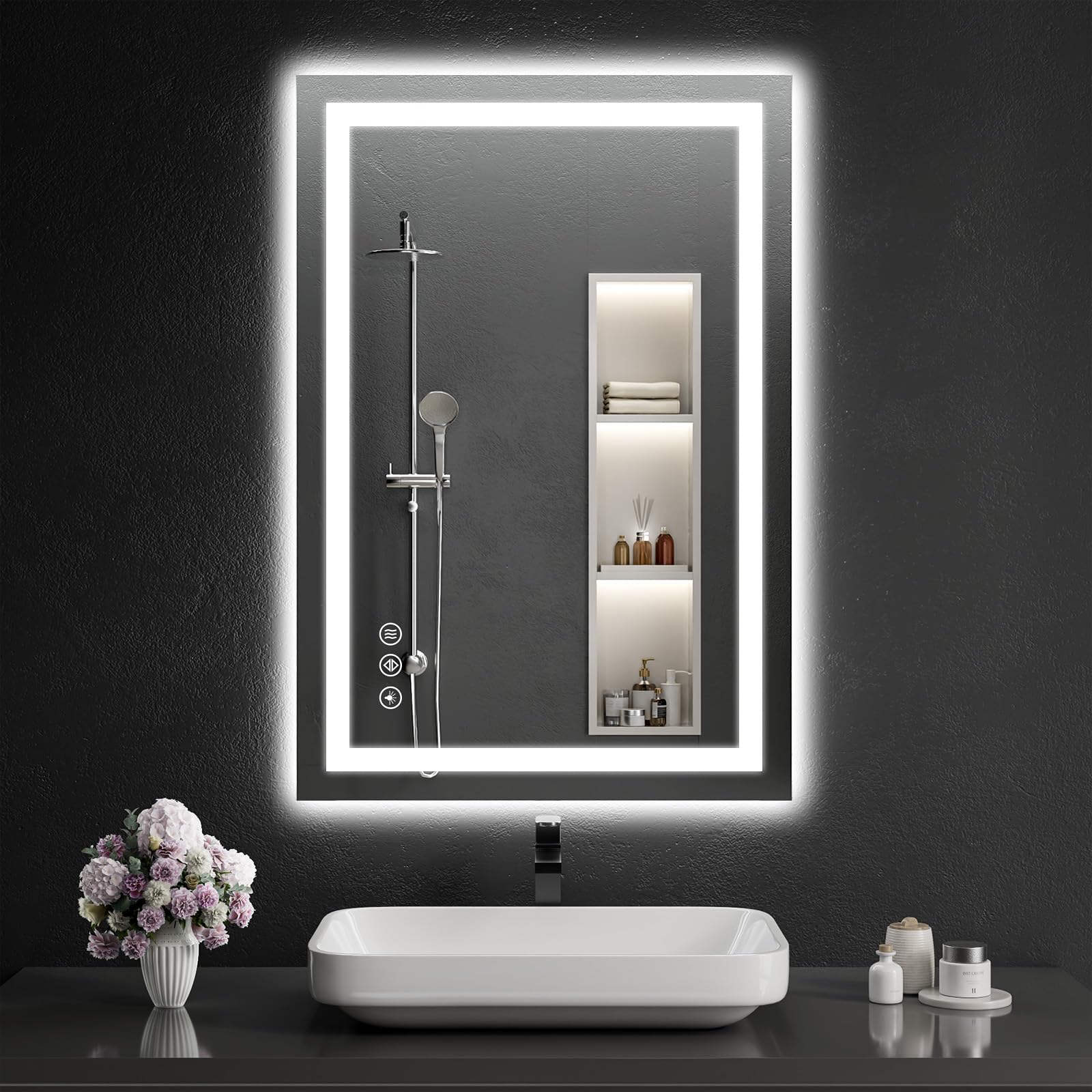 Photo 1 of WISSMIELS 26"x38" LED Bathroom Mirror with Lights, Dimmable, Anti-Fog, Lighted Bathroom Vanity Mirror for Wall, Backlit + Front Lit, Memory Function, Shatter-Proof, Tempered Glass