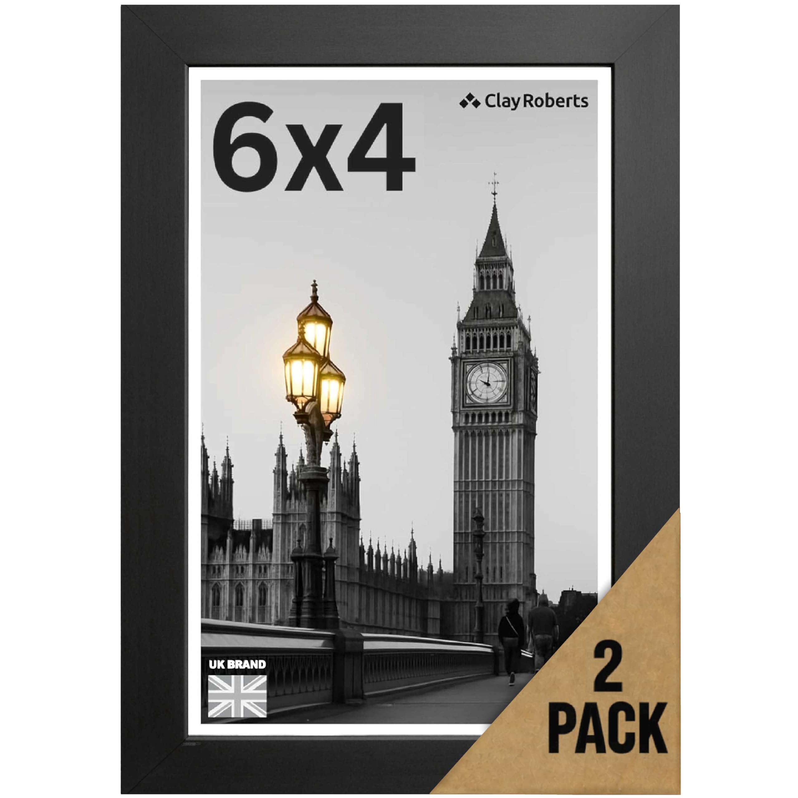 6x4 Black Photo Frame Picture Frame, Freestanding and Wall Mount, 10x15cm, 4x6 Frame for Wall Collage Display, Shelf and Staircase, Home or Gift.