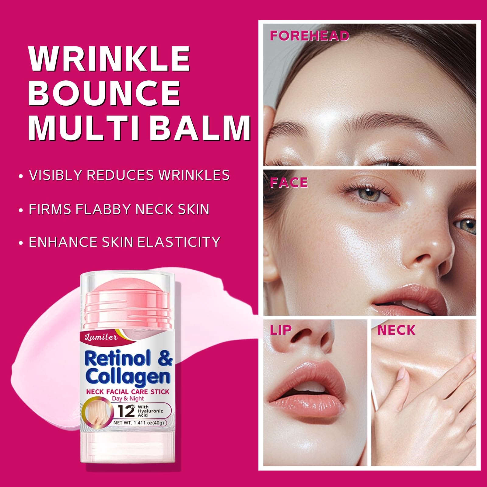 Retinol & Collagen Stick for Face Neck Firming Cream Moisture Glow Multi Balm Stick - Image 2