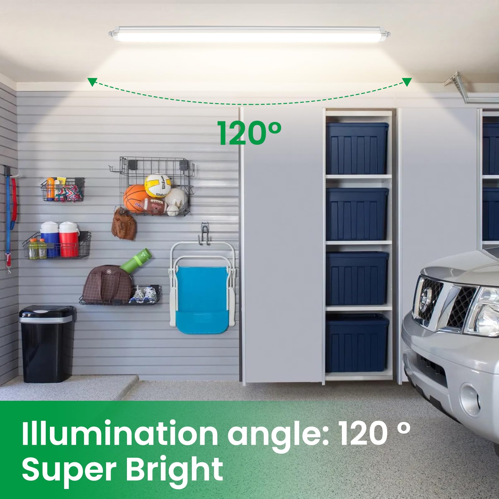 ALUSSO 2 Packs LED Batten Light 4FT 120CM, 36W 4320LM 4000K Linkable Garage Lighting - Image 3