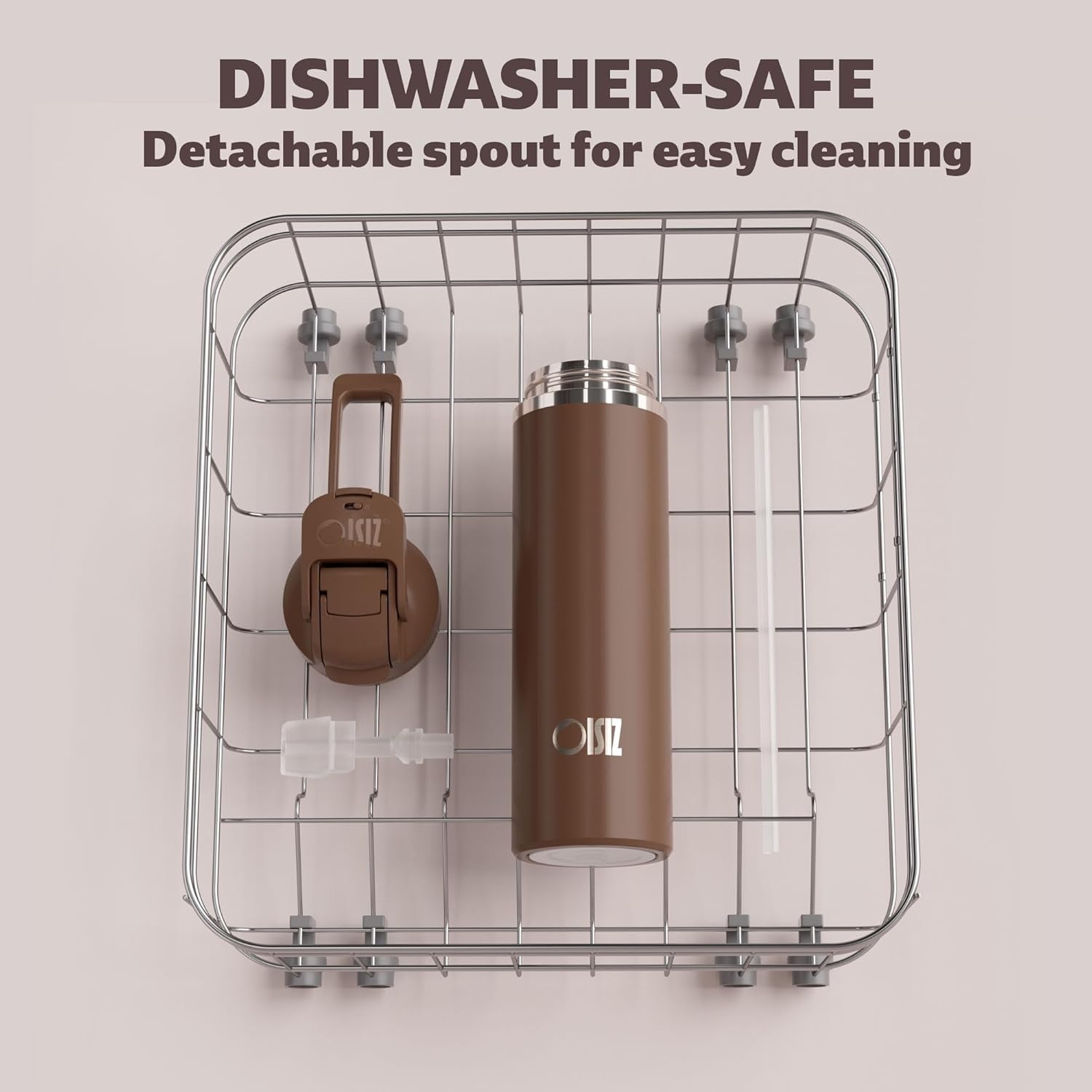 OISIZ Insulated Water Bottle 24 oz with 2 in 1 Spout and Straw Lid,One Click Safety Lock,100% Leakproof,Keep Cold 24H,Vacuum Stainless Steel Water Bottle for School,Travel and Sports,Dishwasher Safe - Image 9