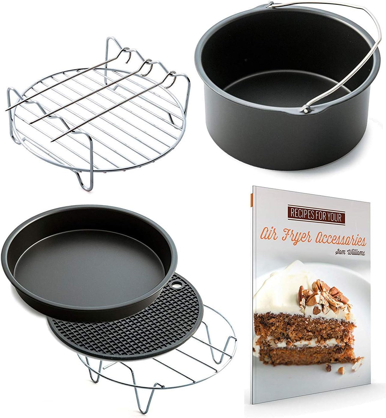 Air Fryer Accessories XL for Power Airfryer XL Gowise and Phillips, Set of 5, includes a recipe book Fit all 5.3QT - 5.8QT