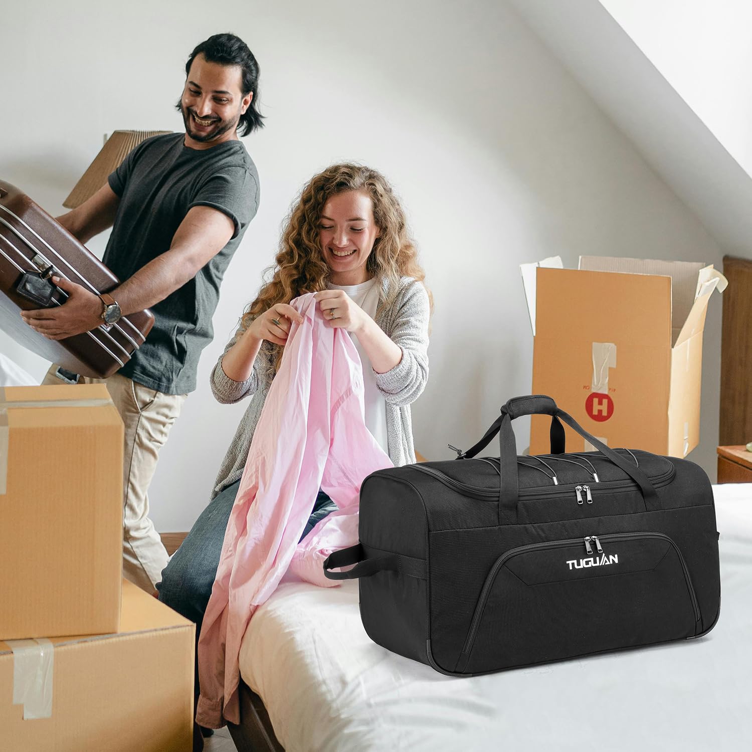 TUGUAN Equipaje de mano con ruedas, maletas plegables de viaje grandes de 110 L, bolsa de equipaje ligera y expandible, equipaje plegable de 28 pulgadas, bolsa de viaje con ruedas para hombres, Grande