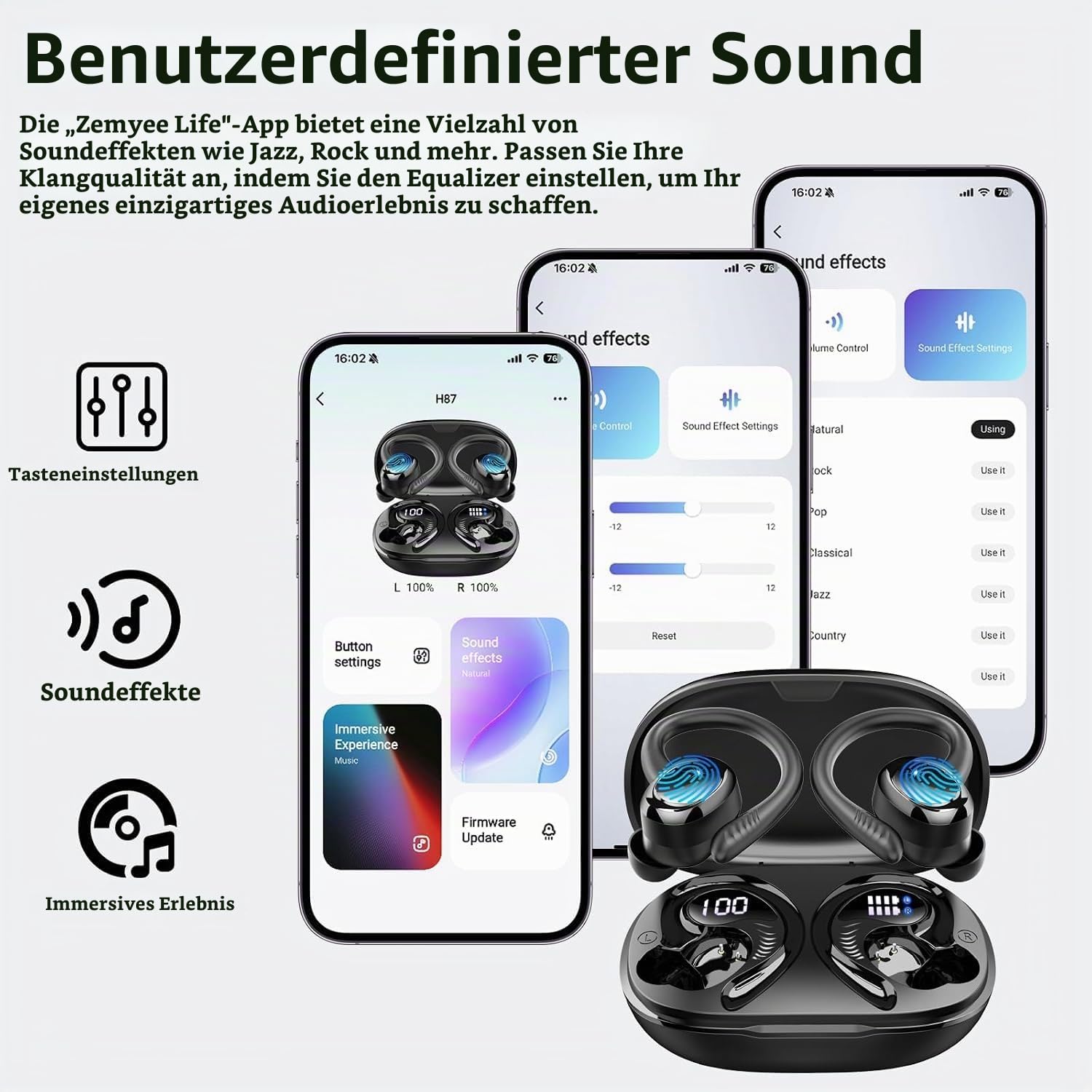 Bluetooth 5.4 Kopfhörer Sport, 2026 In Ear Kopfhörer Kabellos Bluetooth