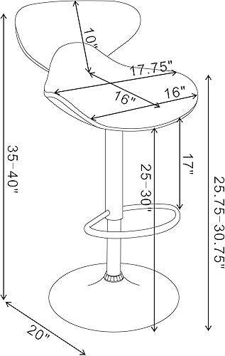 Miniatura 3 de Taburete de bar ajustable Coaster Blanco 120389