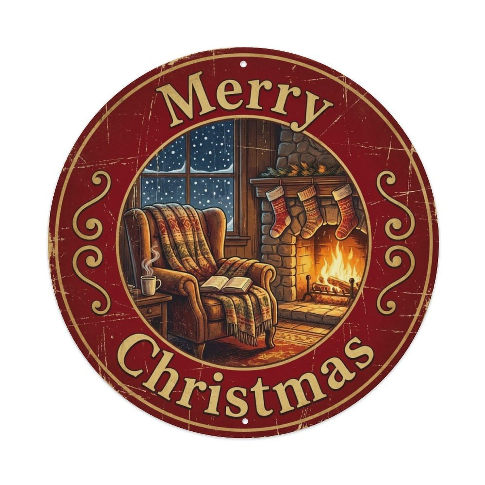 Merry Christmas Cozy Reading Nook Metal Tin Sign