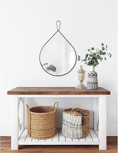 Miniatura 50 de Pequeños espejos de pared decorativos con forma de lágrima blanca, espejos de pared ovalados irregulares para sala de estar, baño, dormitorio, Blanco