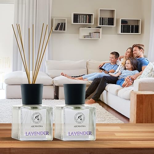 Miniatura 2 de Juego de difusor de varillas de lavanda con aceite esencial de lavanda, 3.4 onzas líquidas, 2 x 1.7 fl oz, difusores perfumados, difusor de varillas