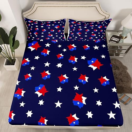 Miniatura 2 de Juego de sábanas de bandera de Texas, diseño de estrellas rojas, blancas y azules, decoración occidental para dormitorio, juego de ropa de cama de