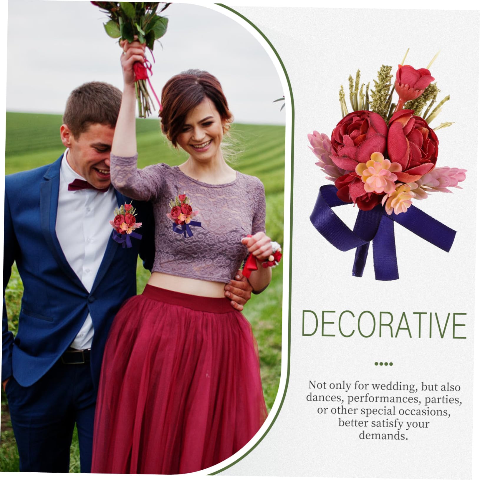 SHERCHPRY Braut Corsage Hochzeit Korsage Die Braut Ansteckblume Bräutigam Rose Ansteckblume Mädchen Männer Ansteckblume Bräute Künstlich Braut- Brautjungfer Polyester