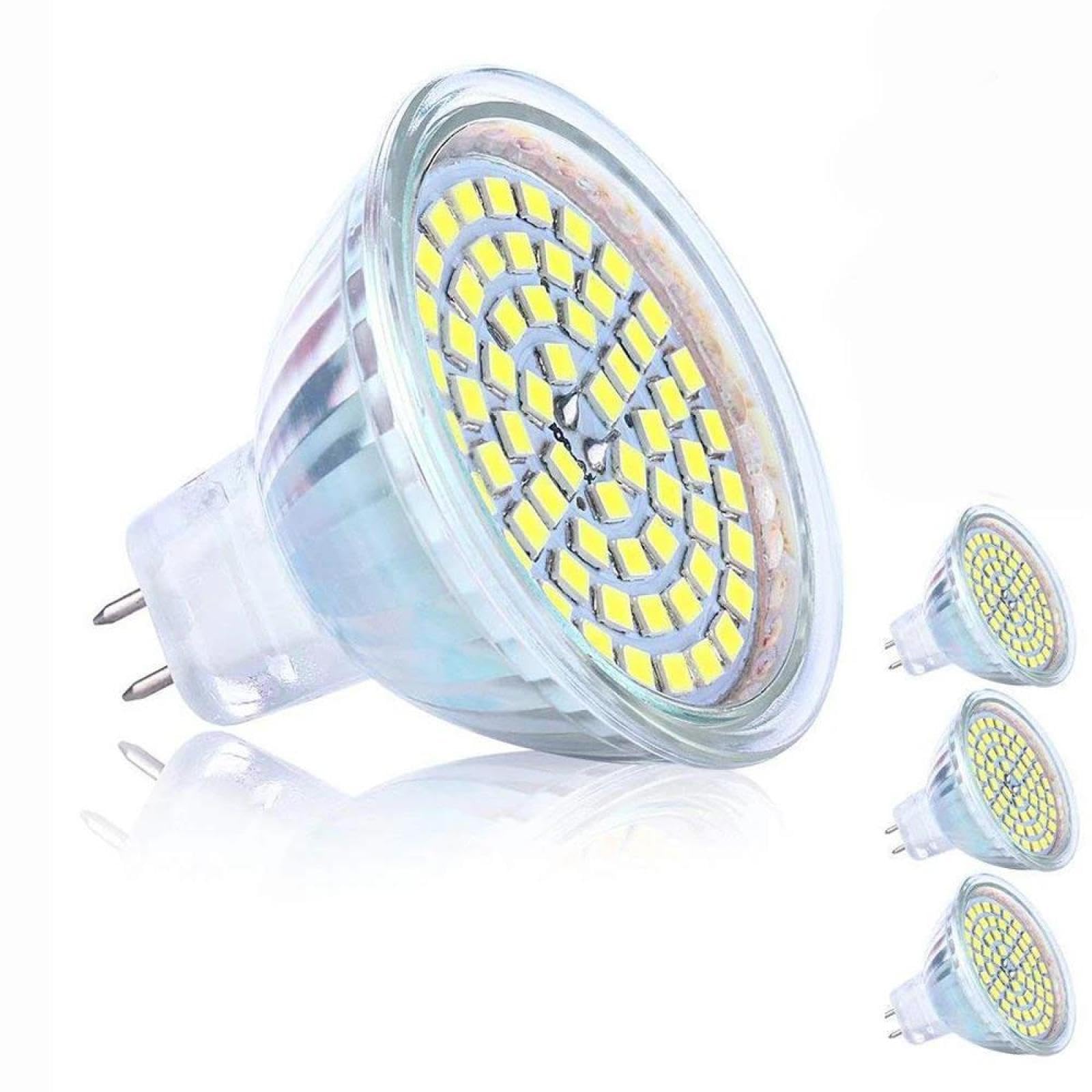 MR16 Żarówki Flood 3 W, 5 W, 7 W, niskie napięcie AC/DC12 V, zimna biel 6500 K, GU5,3, dwubiegunowa podstawa 5W-4 szt., ColdWhite