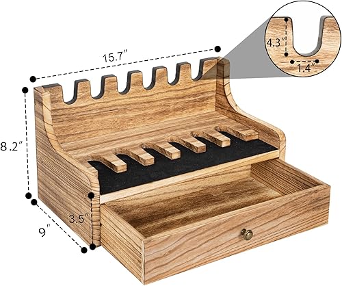Miniatura 5 de Estante para pistola para caja fuerte y gabinetes, estante de madera maciza con cajón para pistola de estilo rústico seguro accesorio para pistola y