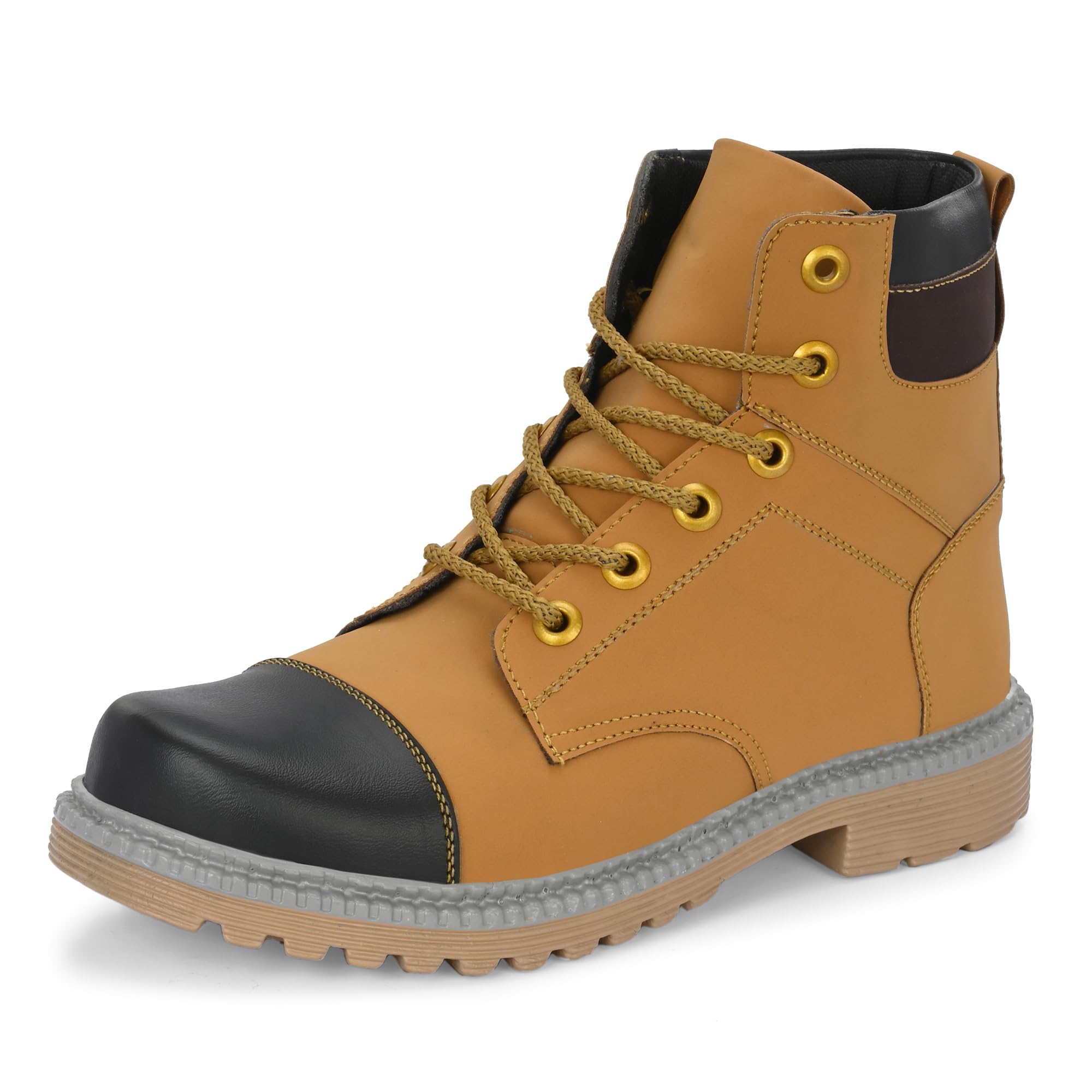Leather Tan Brown Solid Tough Heavy Duty High Ankle Length Mens Casual Long Boots Shoe Island for Men (BAB985-AZ), Size 8 UK/India (B0CXDF433M) Amazon Price History, Amazon Price Tracker