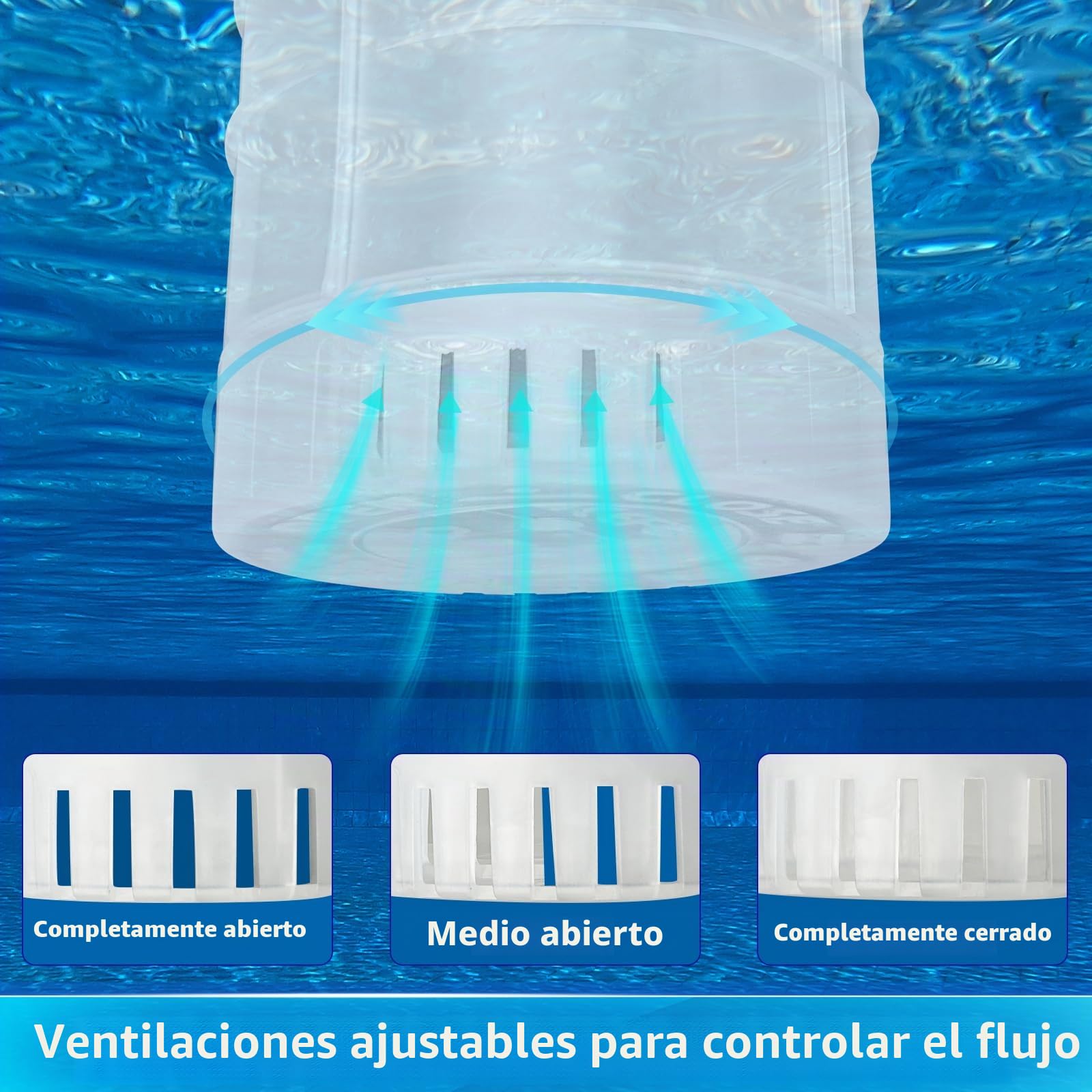 Flotador de cloro para piscina Qoolife con luz solar, flotador de tabletas de cloro para piscina, apto para tabletas de 1" y 7,6 cm, dispensador de cloro flotante con control remoto y ajustable para
