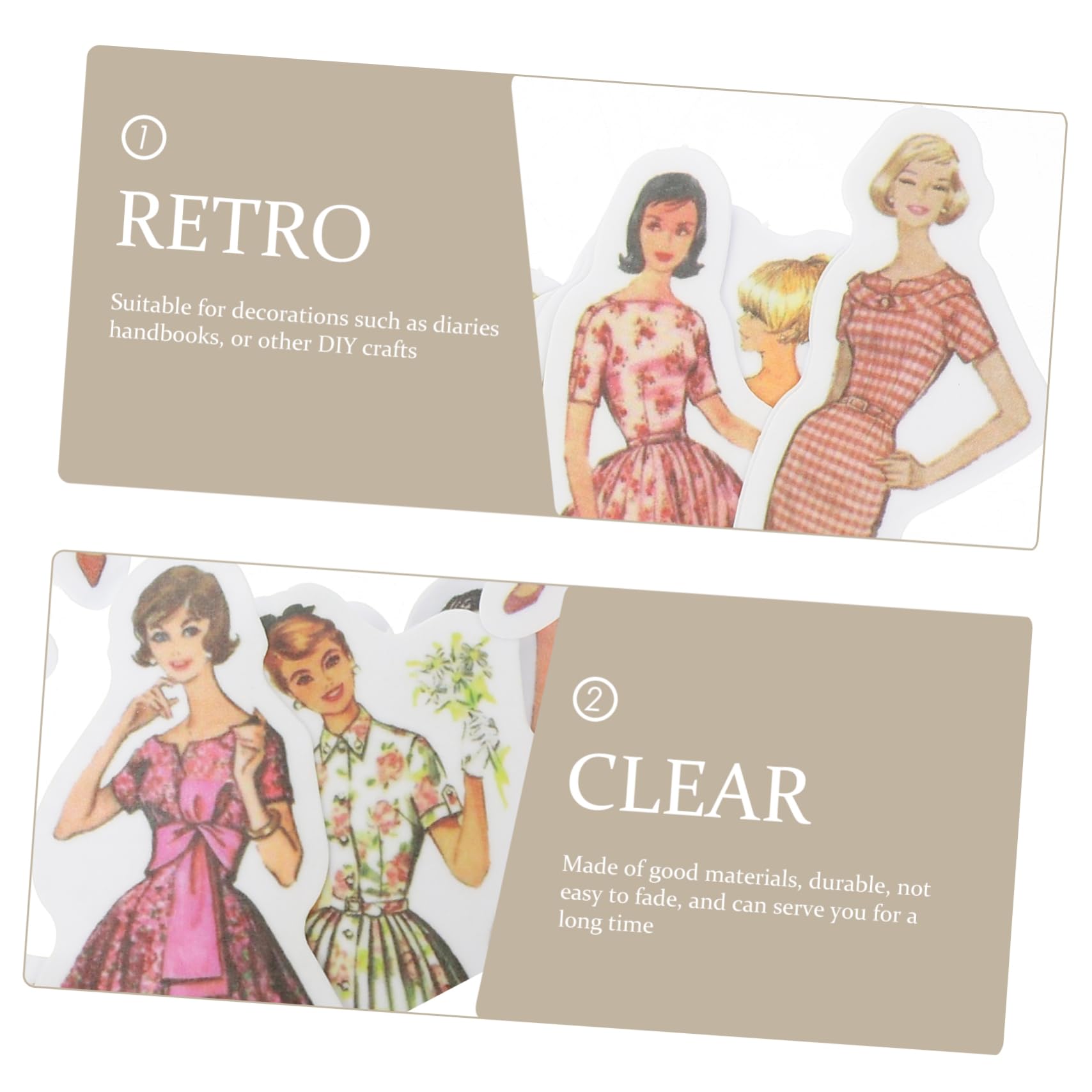 Tofficu 5 Set Di Adesivi Retrò Vintage Con Personaggi Di Persone Adesivi Per Diario Per Diario 100 Personaggi Unici Per Quaderni Album 2 Confezioni * 5