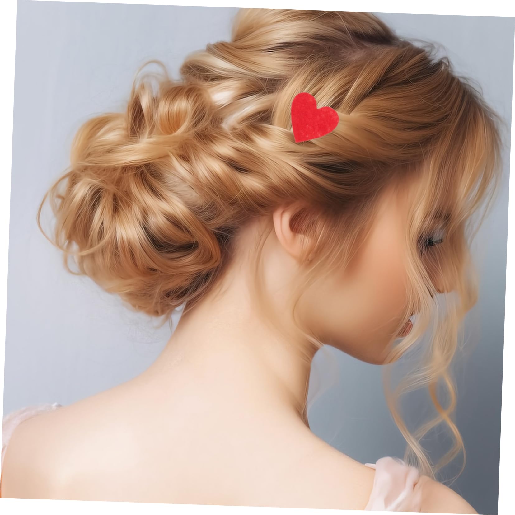 SEWACC 200pcs Heart Shape Embroidered Patches Felt DIY Hair Clip Charms for Women Girls