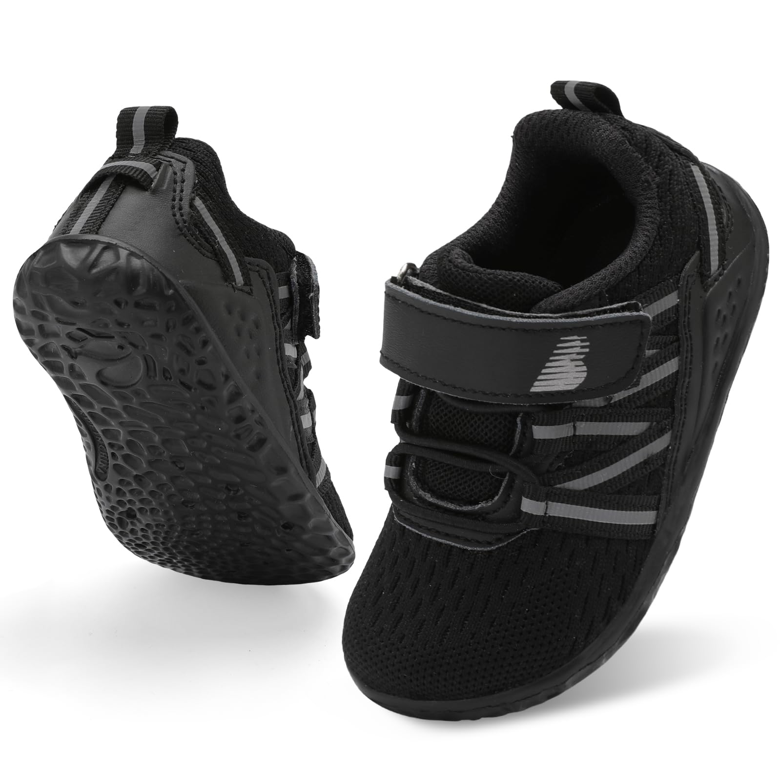 BarerunBoys Girls Sneakers Kids Lightweight Breathable Strap Athletic  Running Shoes for Toddler Baby Walking Shoes Black Size Toddler