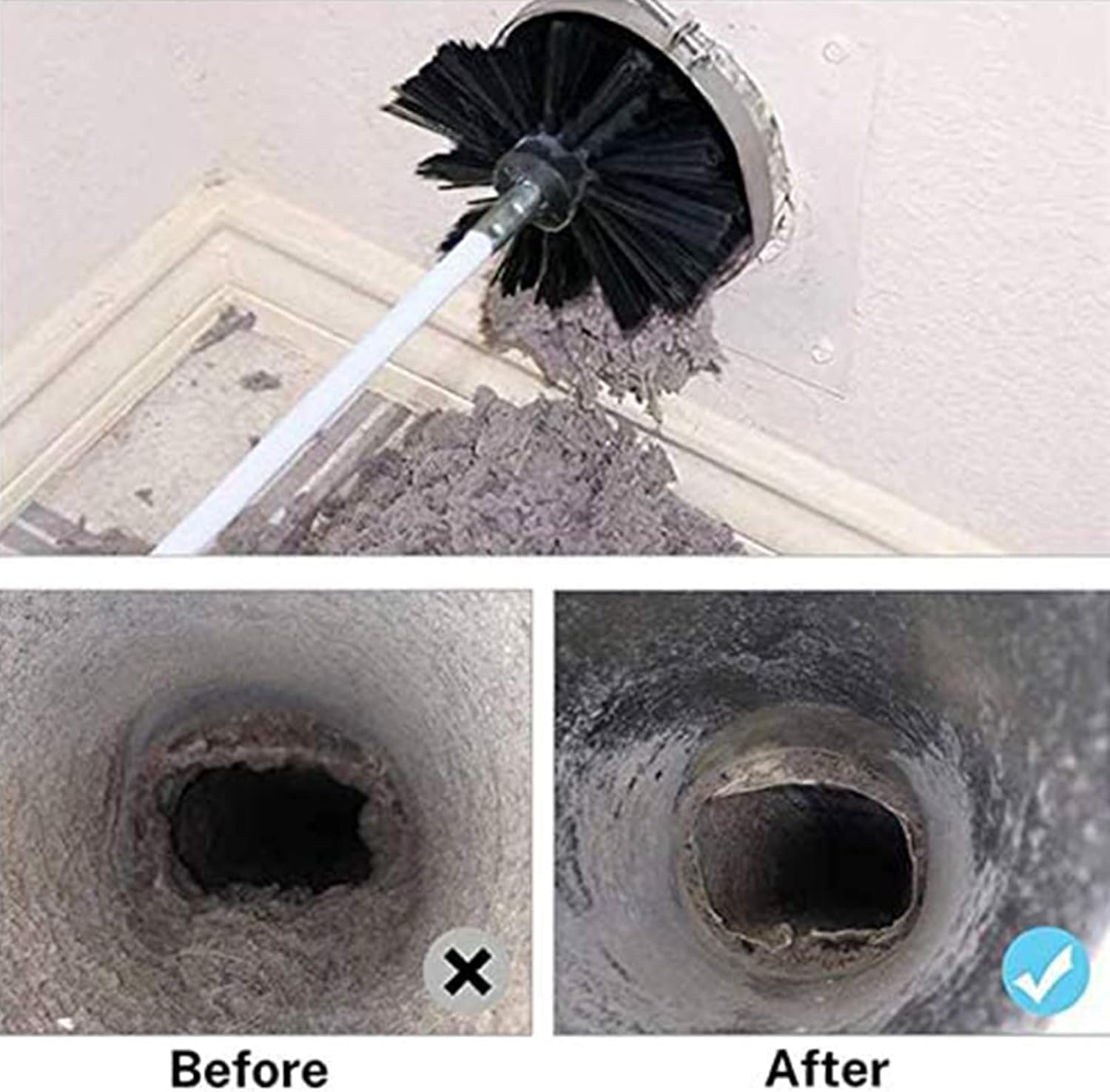 Chimney Sweep Cleaning Brush Tool Kit with Flexible Nylon Rods Extendable up to 8, 12, 16, or 20 Feet, Dryer Vent Cleaner Kit with Drill Attachment for Fireplace Flue Cleaning Systems, 6 Rods