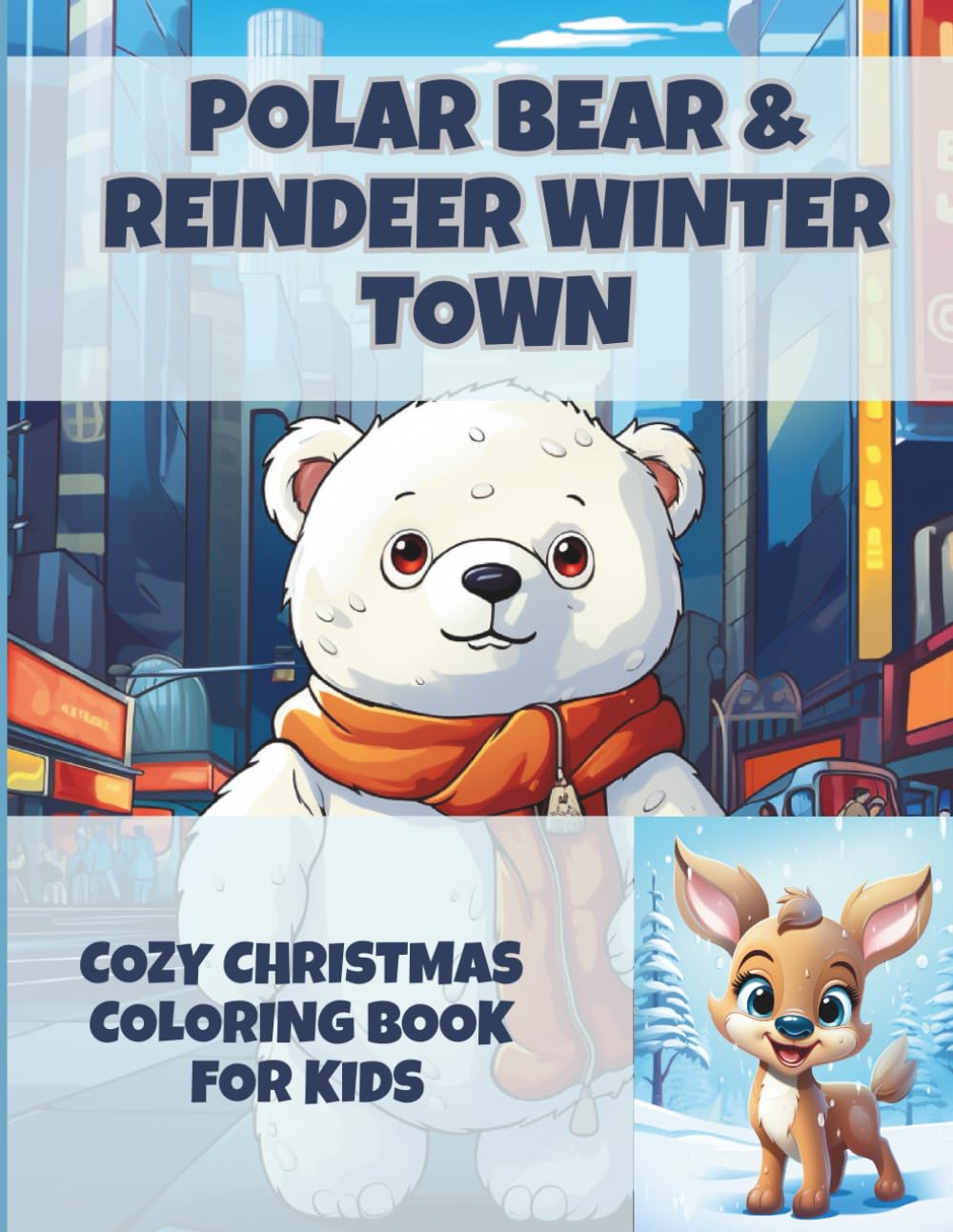 Polar Bear & Reindeer Winter Town – Cozy Christmas Coloring Book for Kids: 25 adorable snowy scenes with cute polar bears, majestic reindeer, and ... holiday coloring fun for kids ages 4–8