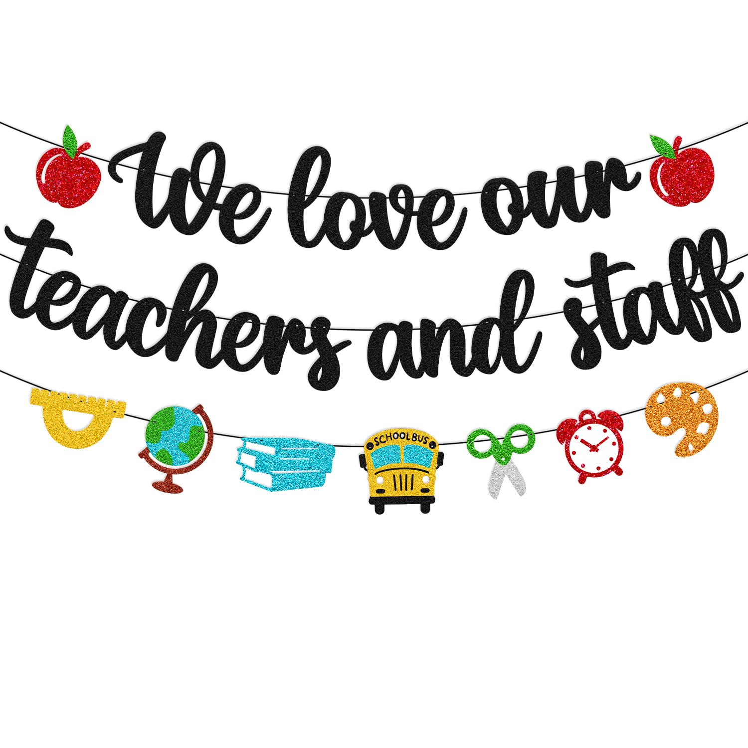 We Love Our Teachers and Staff Banner National Teacher Appreciation Week Decoration Thank You for Helping Us Grow Teachers Day Party Celebration Decor Supplies - Black