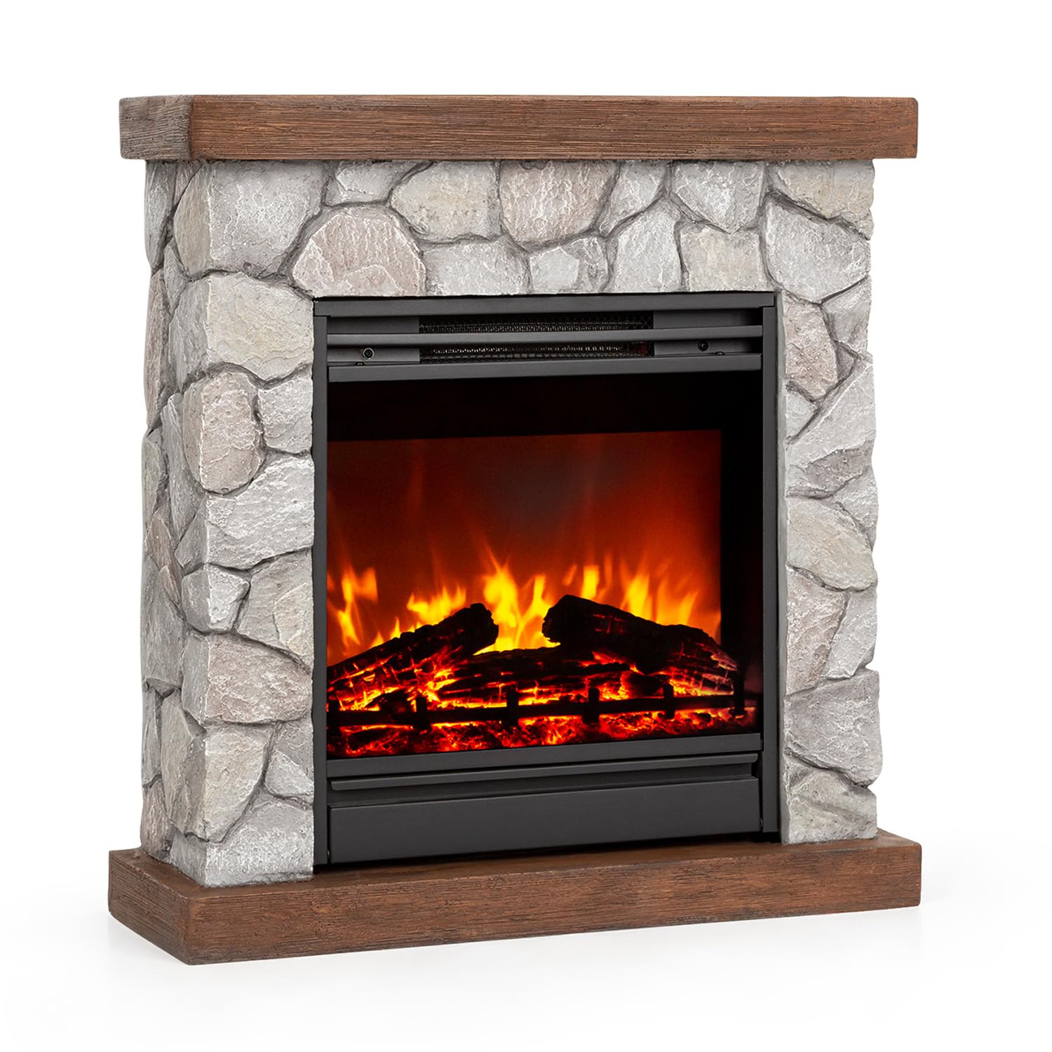 Klarstein Electric Fireplace, Electric Fire and Surround Mantel Suite for Living Room, 1800W LED Flame Fire Place w/Remote Control & Timer, Indoor Log Effect Wood Burner, Electric Fire Suites Heater