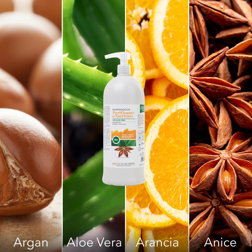 Sapone di un Tempo Detergente Intimo pH 4.5 + Sapone di Marsiglia Lavanda + Docciaschiuma Shampoo Aloe Argan 1500ml, Naturale, Vegan, Detergenti Corpo, Igiene Intima Donna, Mani e Capelli