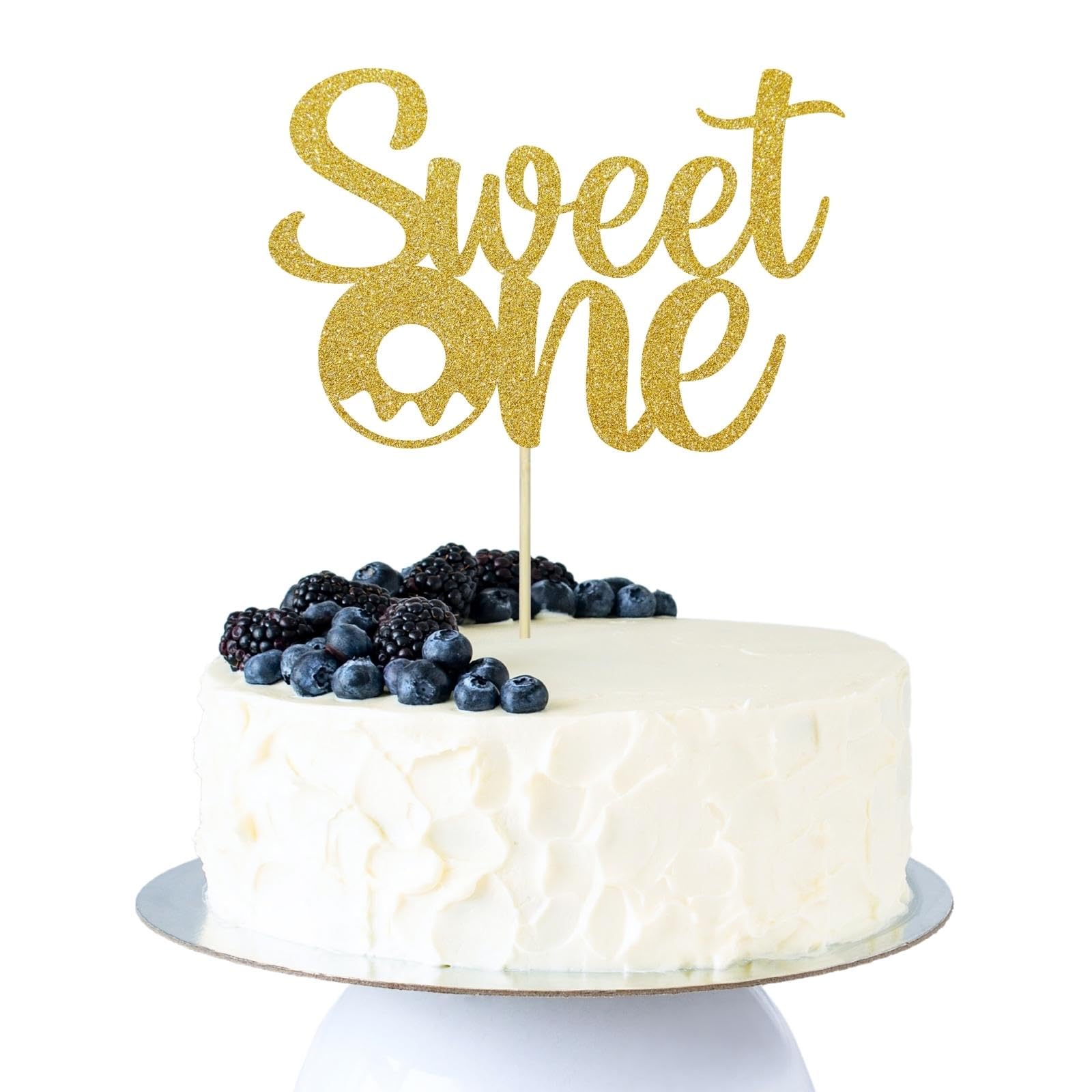 Luve CraftSweet One Cake Topper with Donut One Cake Topper, 1st Birthday Gold Cake Topper For Girl or Boy, Sweet One Donut Birthday Party Decorations