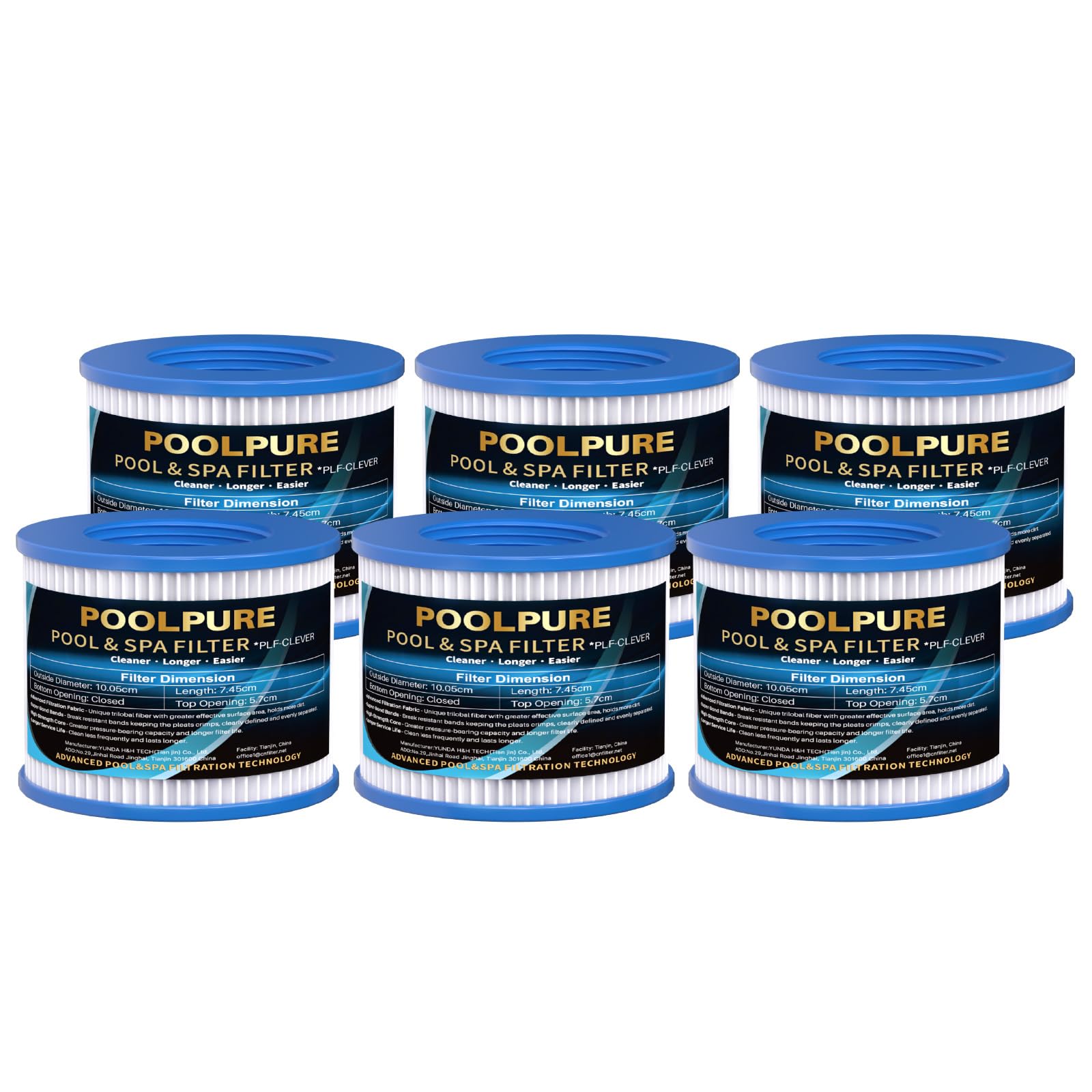 POOLPURE Filter Cartridges for Inflatable Spa，Screw-In Whirlpool Filter Cartridges，Clever Spa Filter 80.5 x 100.5mm，Compatible for Aquaparx, Aqua Spa, Costyway