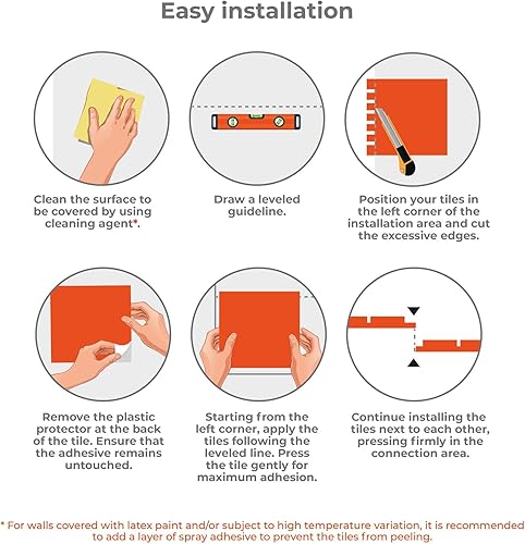 Miniatura 8 de WALPLUS 20 hojas de calcomanías brillantes para azulejos de muro de cocina, autoadhesivas para azulejos de metro de 12 x 6 pulgadas, azulejos de