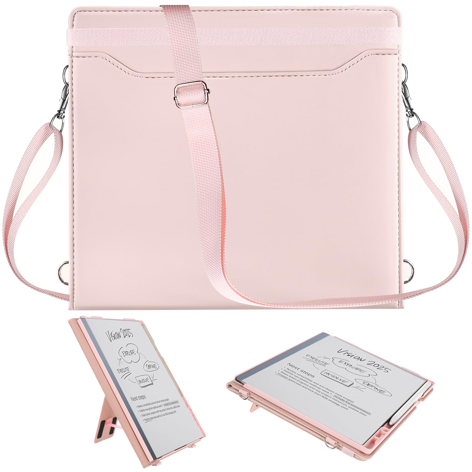 E NET-CASE Case for Remarkable 2 Paper Tablet - Business Design Protective Stand Cover with Pen Holder/Hand Strap/Carrying Shoulder Strap & Auto Sleep