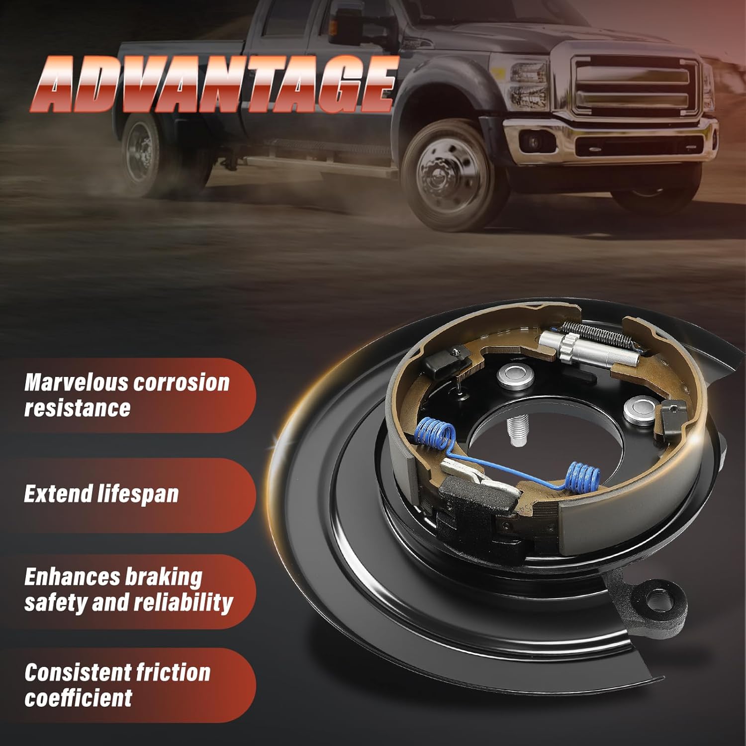 926272 Rear Right Loaded Parking Brake Backing Plate Assembly, Fit for Ford F-250/ F-350 Super Duty 2005-2012, F-450/ F-550 Super Duty 2011-2012, OE 5C3Z2209AA, 5C3Z2209AB