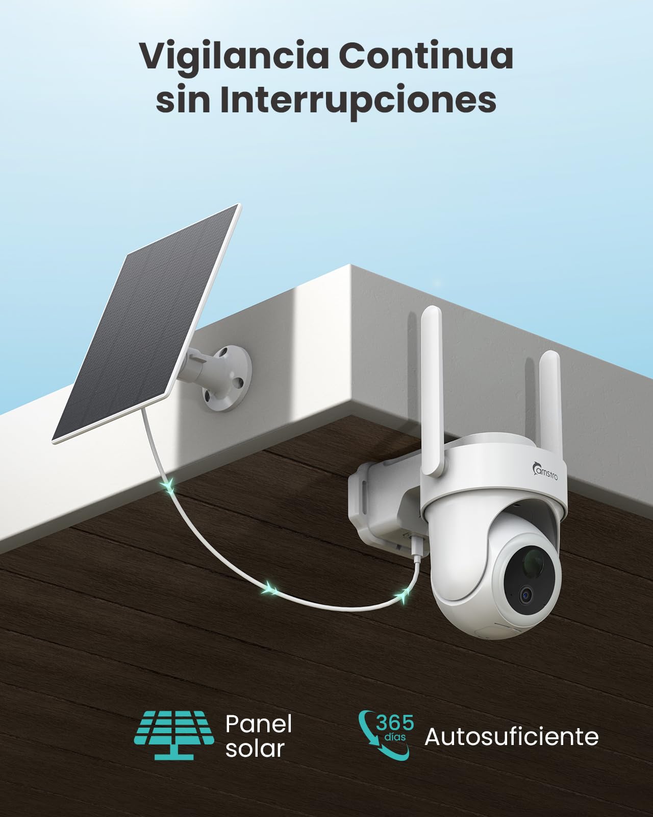 Kit Cámara de Seguridad 4K Exterior, 360° Panorámica, 2 Cámaras Inalámbricas con Base Segura 64GB, WiFi 2.4G/5G, IA Multi-Cámara, Visión Nocturna en Color, Sin Cuotas, IP66