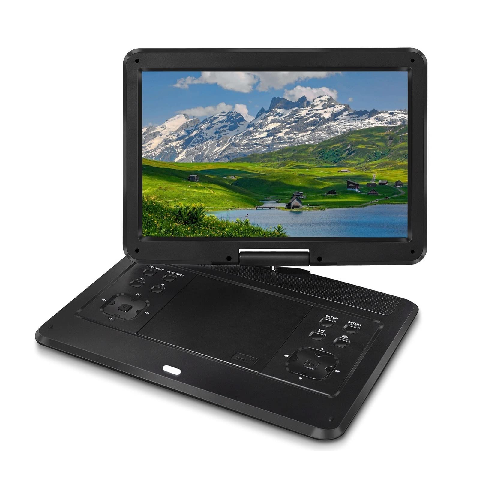 Lecteur DVD Portable, Écran Rotatif HD Lecteur DVD CD Jeu Super Mince Batterie intégrée Maison Portable Mobile Disque 3D vidéo Machine Haut-Parleur TV,Compatibilité Multiformat(Zwart)