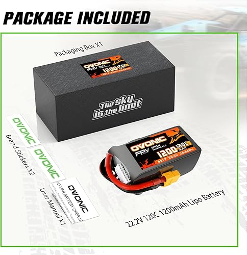 Miniatura 6 de OVONIC 6s Lipo Batería 120C 1200mAh 22.2V Lipo Batería con XT60 Conector para RC FPV Racing Drone Quadcopter