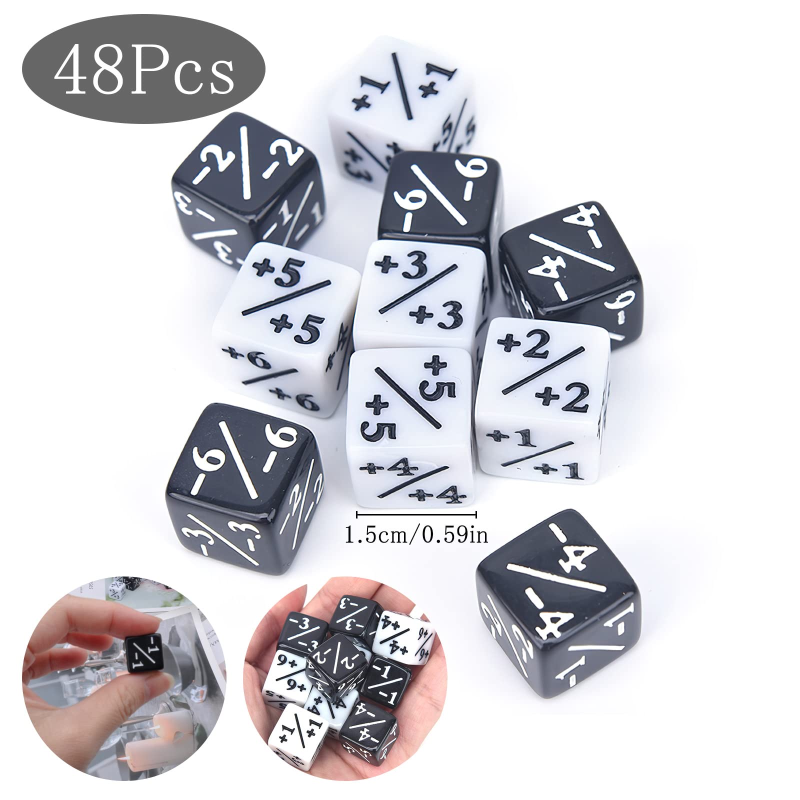 Lot De 48 Dés Compteurs & Jetons Magic The Gathering - Acrylique 16 Mm, Pochette Velours | Pour MTG, TCG