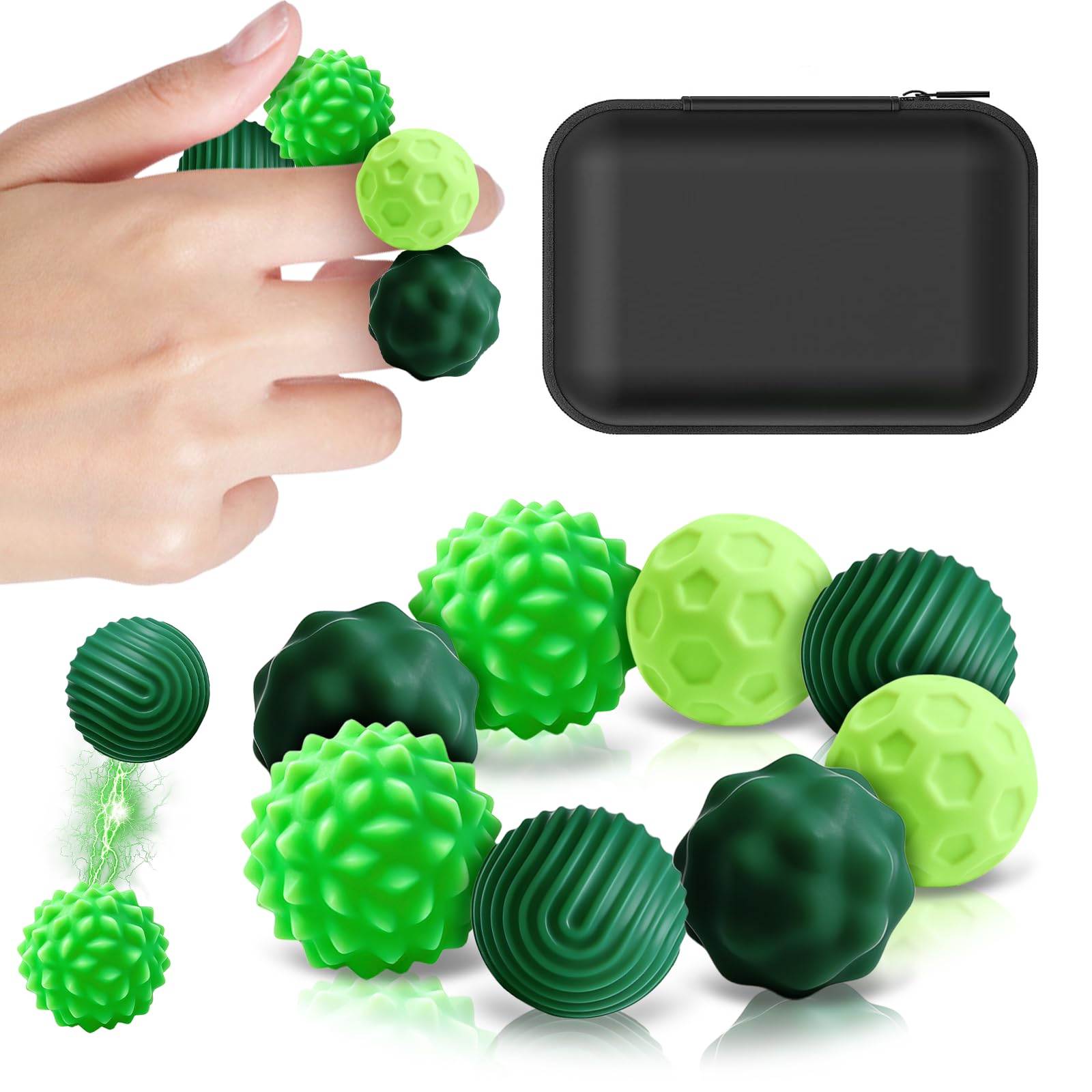 Magnetic Balls Fidget Toys, MAIGELITE 8pcs Texture Tactile Sensory Fidget Balls Stress Anxiety Relief Toys for Fingers Hands, Pain Stimming Tools for Adults & Teens (GREEN)