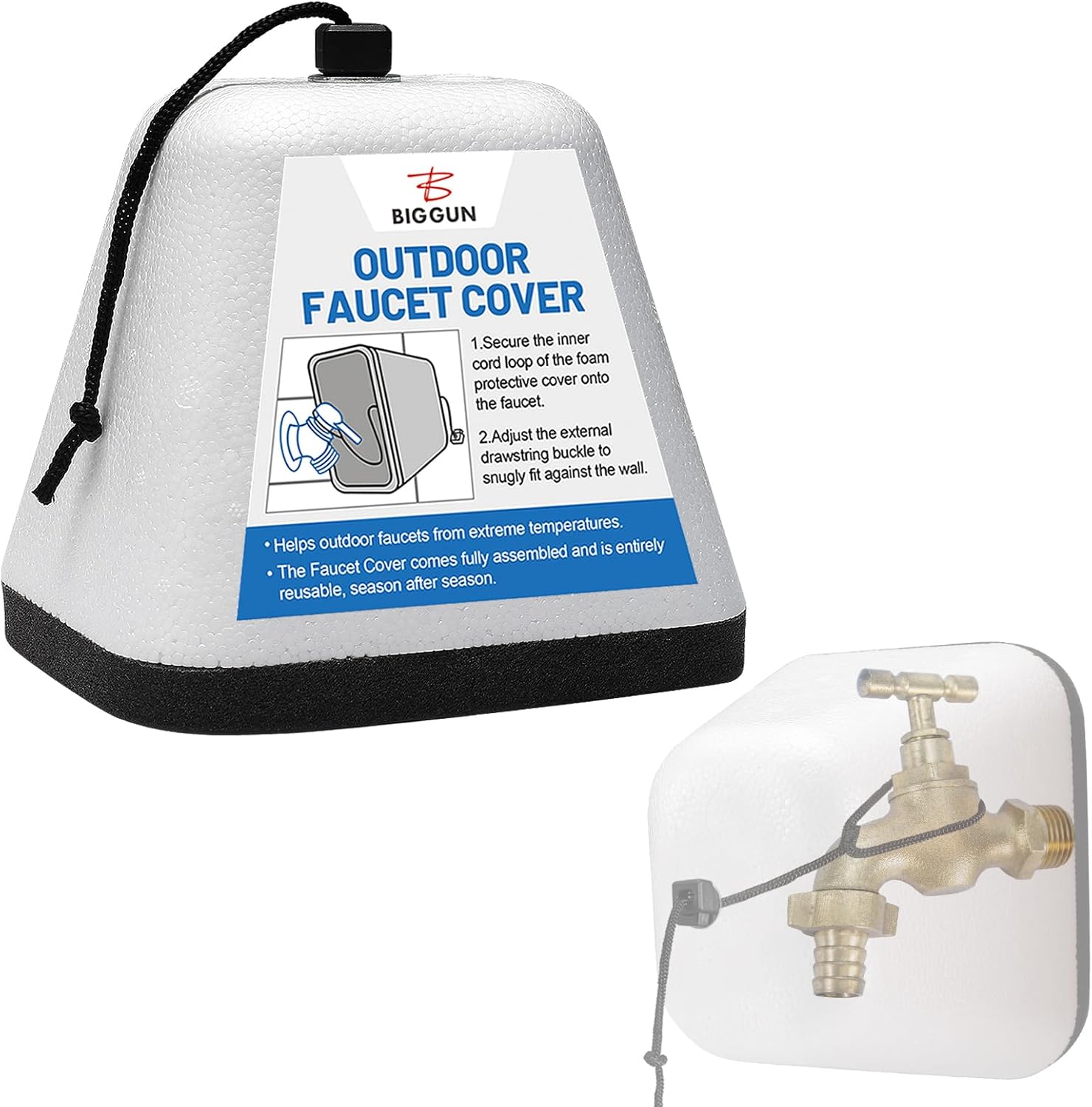 Outdoor Faucet Covers for Winter, Easy to Install Insulated Foam