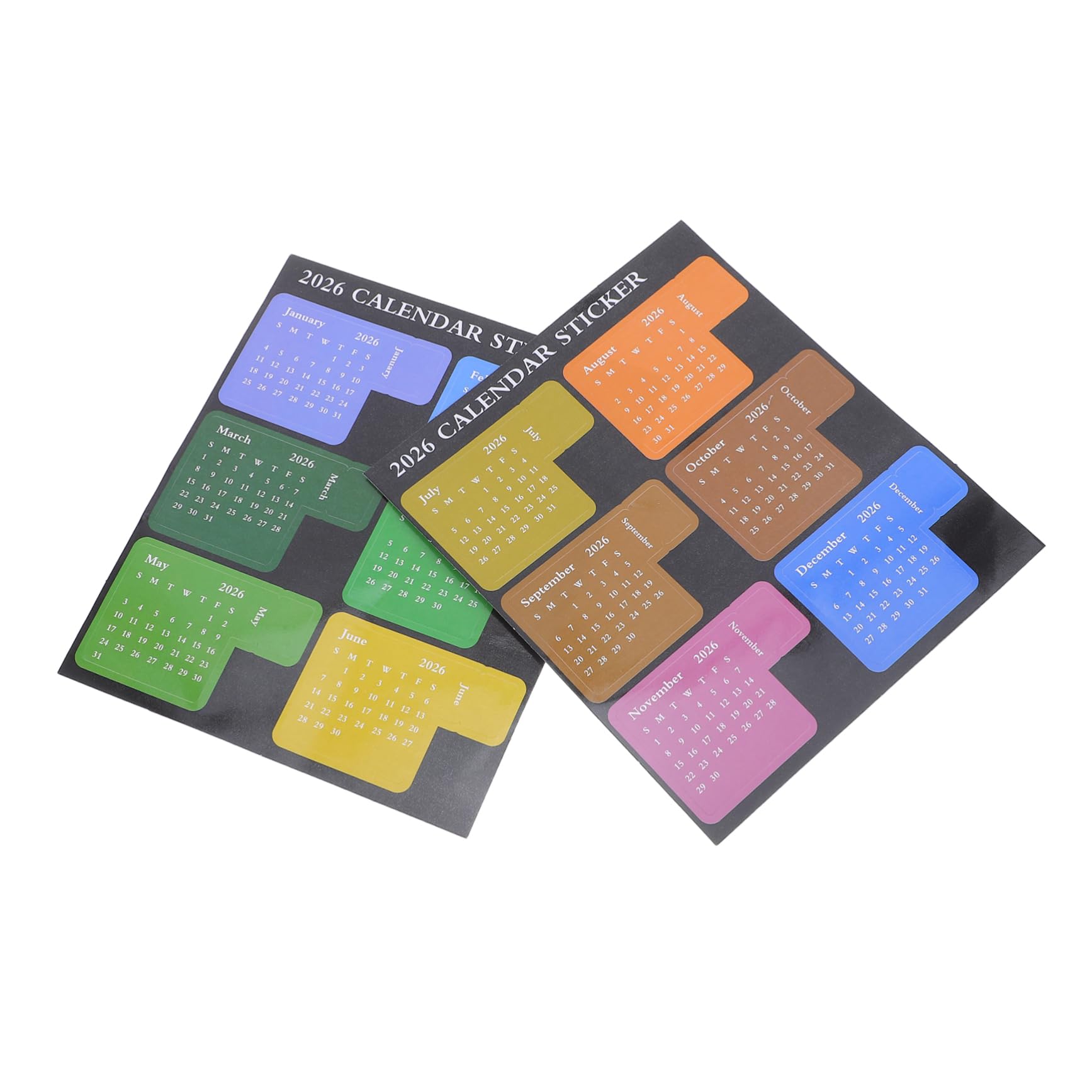 NUOBESTY 2026 Calendar Stickers Colorful Monthly Planner Tabs Adhesive Index Labels for Notebooks Journals Page Markers Organizer