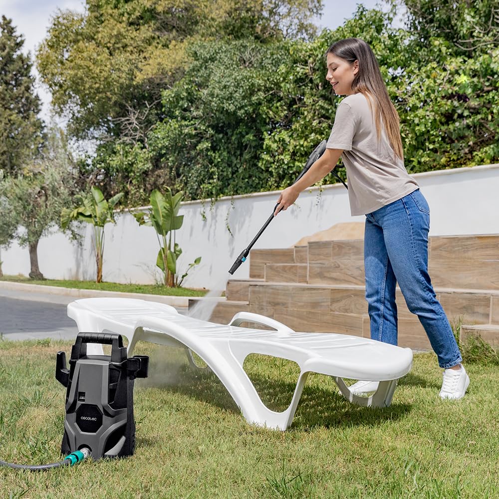 Cecotec Hidrolimpiadora Eléctrica de Alta Presión para Hogar, Jardín o Coche HydroBoost 1400 X-Treme. 1400W, 105Bares, Caudal de 408l/h, Botella Jabón, Bomba de Aluminio, Radio de Acción 9m