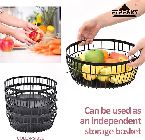 Miniatura 6 de EZPEAKS Estante de almacenamiento de cocina de acero de 6 niveles con ruedas giratorias y cajones desmontables para frutas y verduras herramientas