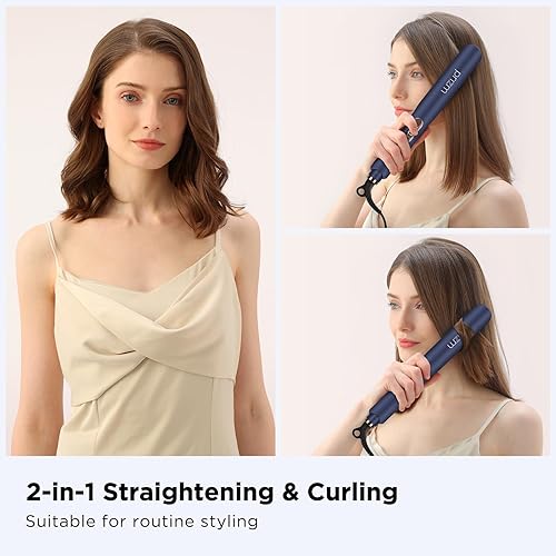 Miniatura 2 de Plancha plana para alisar el cabello, plancha de pelo de 1.25 pulgadas y rizador 2 en 1, plancha de pelo Prizm con temperatura de ajuste de 330 F a