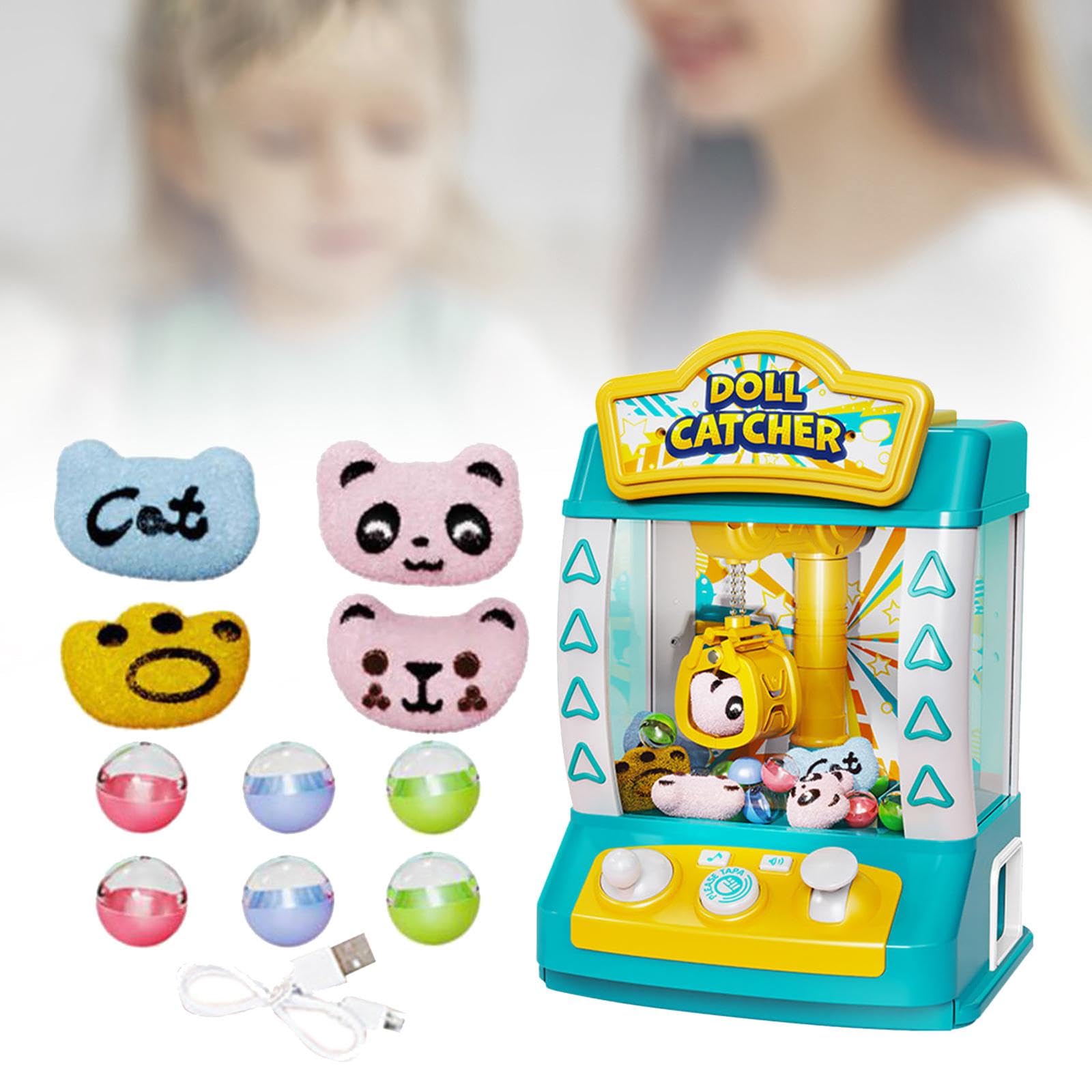 Máquina de Garra Electrónica Mini Máquinas Expendedoras Arcade Dispensador de Juguete Musical para Niños y Adultos Adecuado para Reuniones, Verde 4 Muñecas