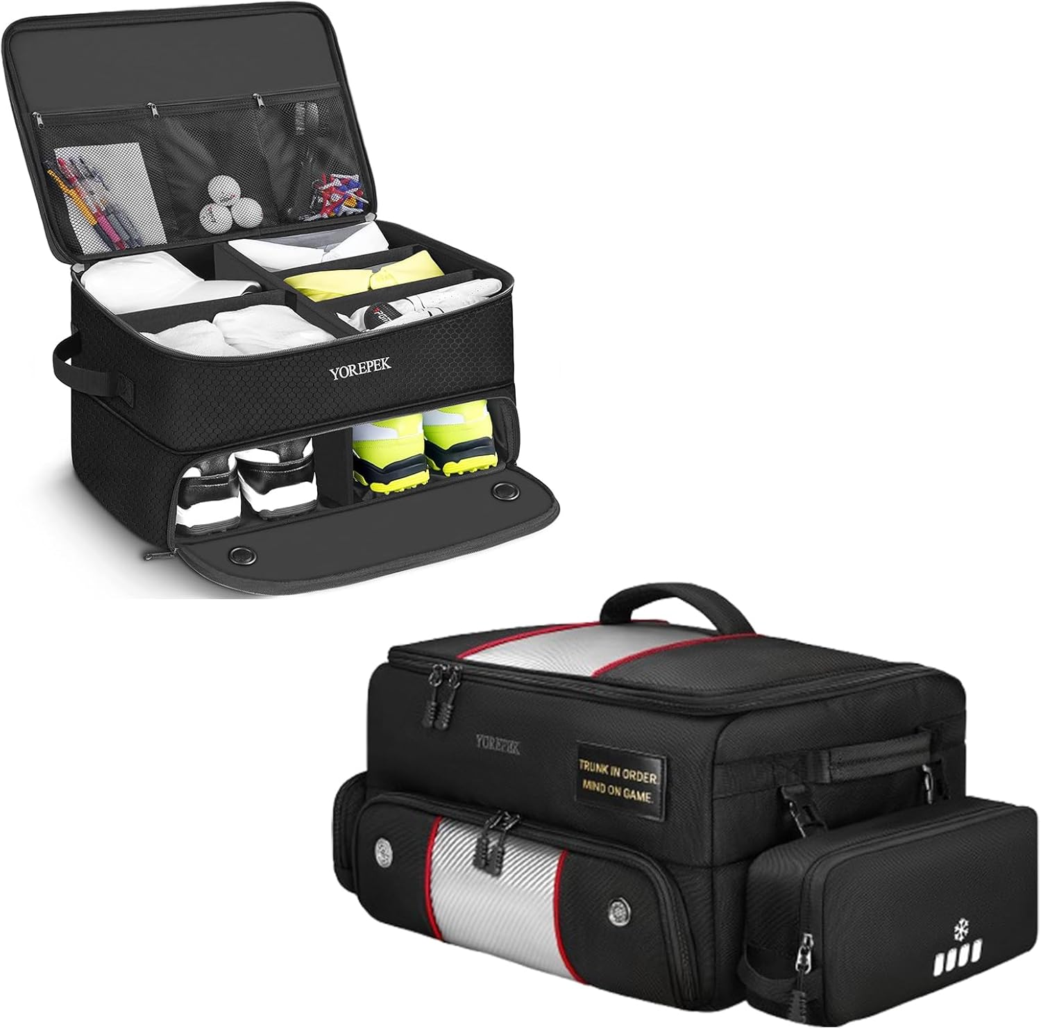 YOREPEK 2 Layer Golf Trunk Organizer Golf Trunk Organizer with Removable Insulated Pouch
