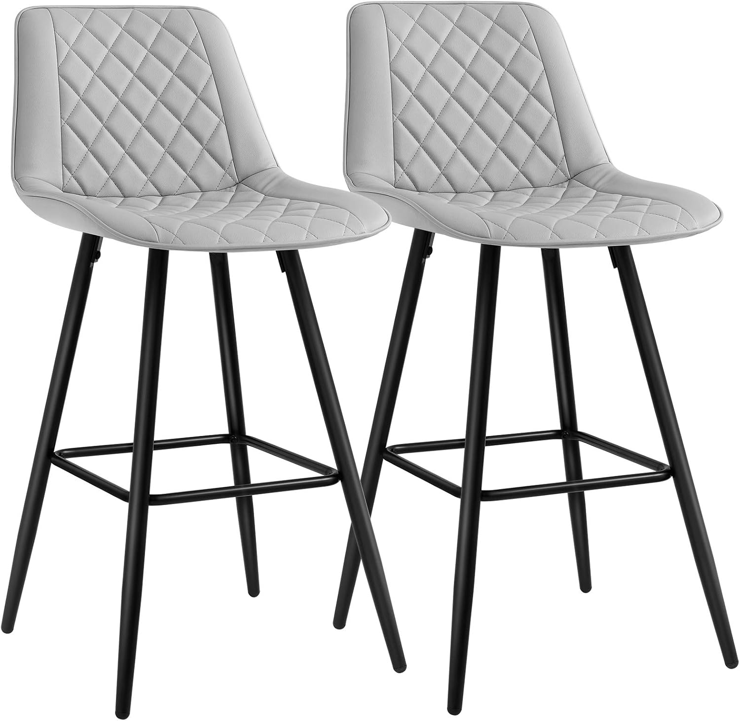 SONGMICS Bar Stools Set of 2 Bar Chairs with Back and Metal Footrest PU