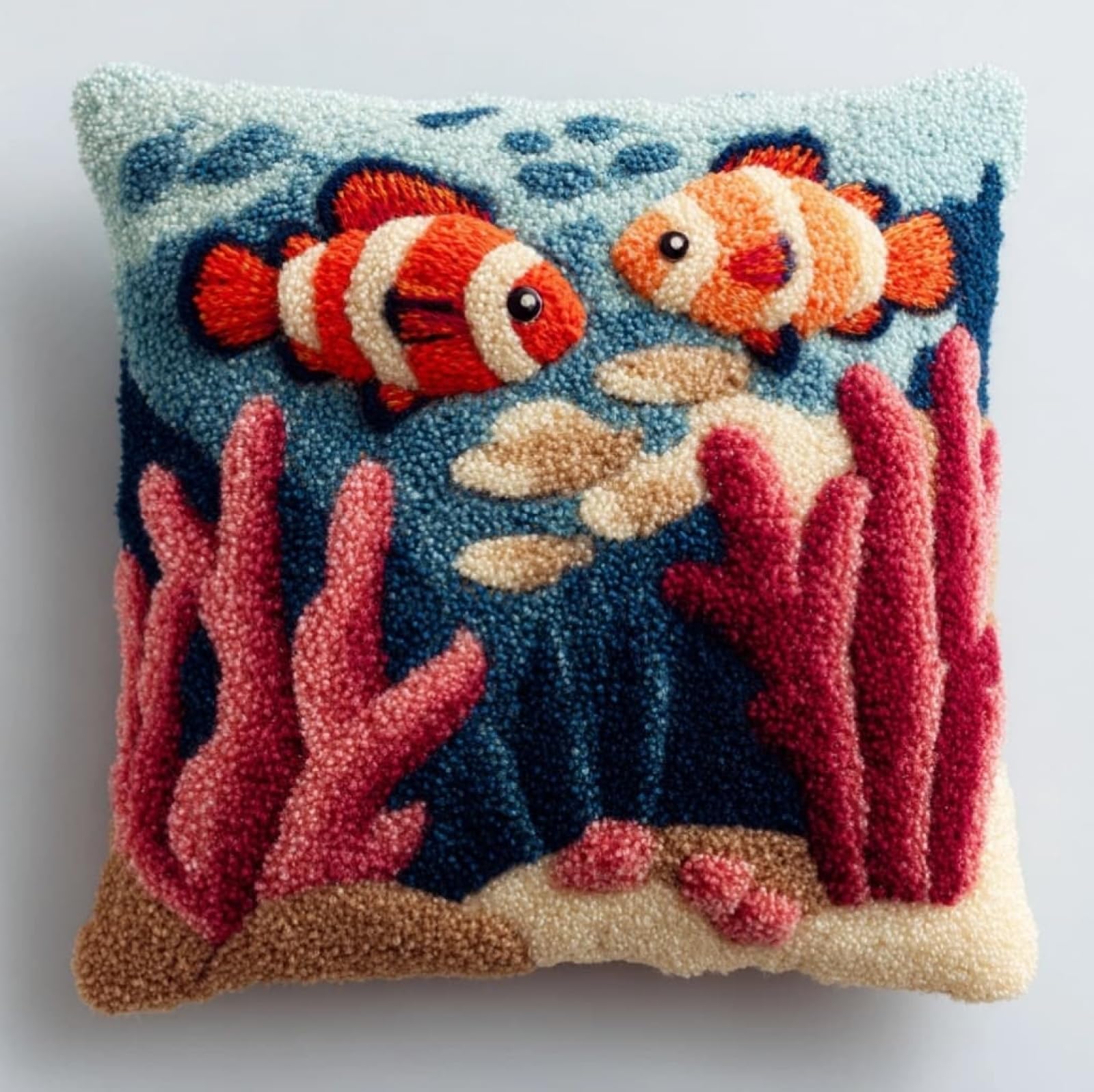 Wallustrioaw Coral And Fish Latch Hook Cushion Kit 43X43cm,