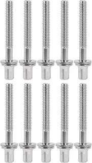 Yibuy 10 Pieces Drum Tension Rods Light Easy to install and remove Percussion Screw with Gaskets Silver 40x5mm(LxDia)