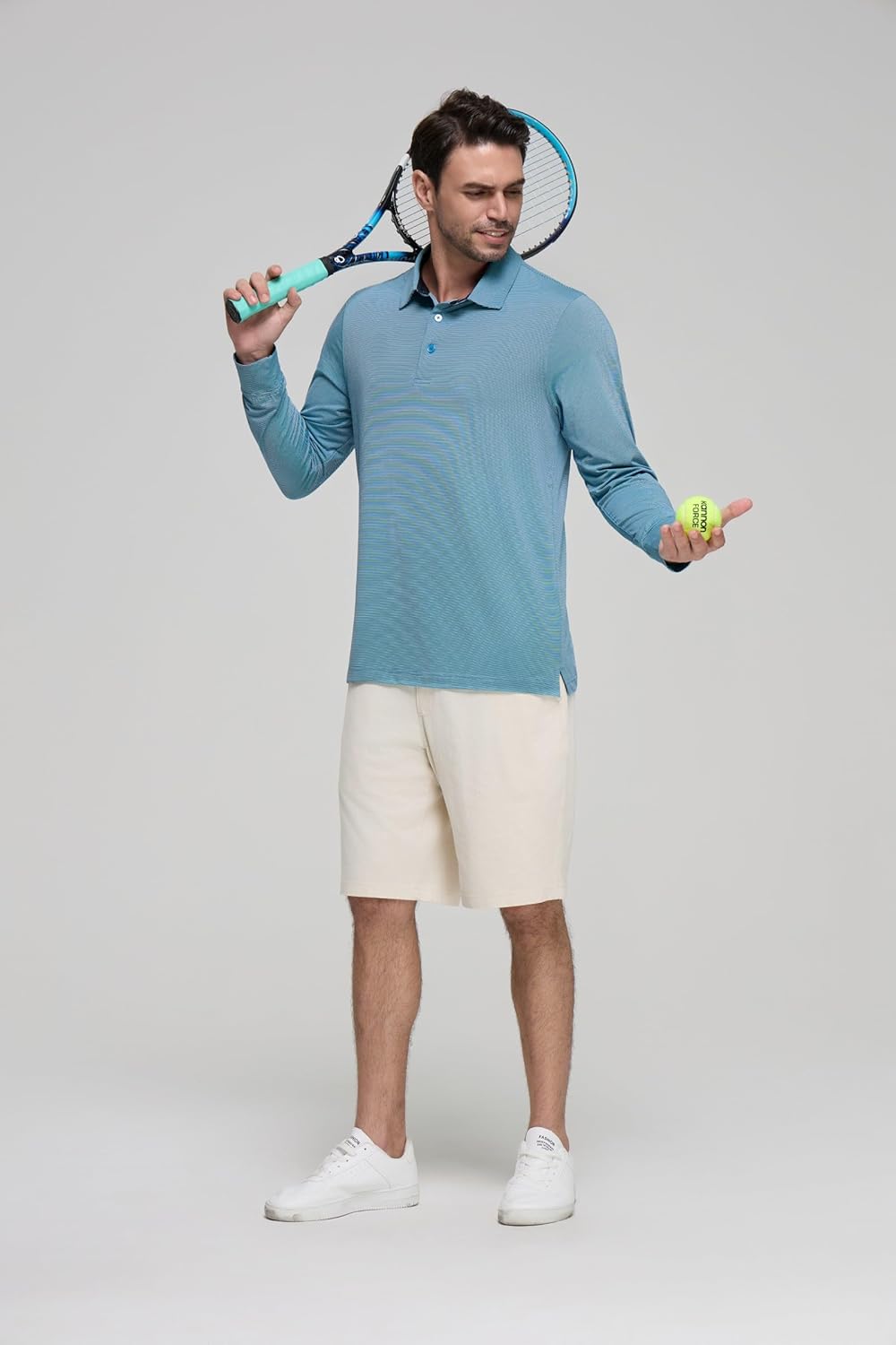 Mens Golf Shirts Long Sleeve Moisture Wicking Collared Work Business Casual Tennis Polo Shirts for Men - Image 6