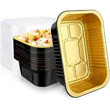 EUSOAR Aluminum Foil Pans with Lids, 25pack 32oz Small Disposable Foil Loaf Cake Food Storage Pans, Catering Party Meal Prep Freezer Drip Pans for Microwave Oven Safe Cooking,Baking,Roasting,Heating