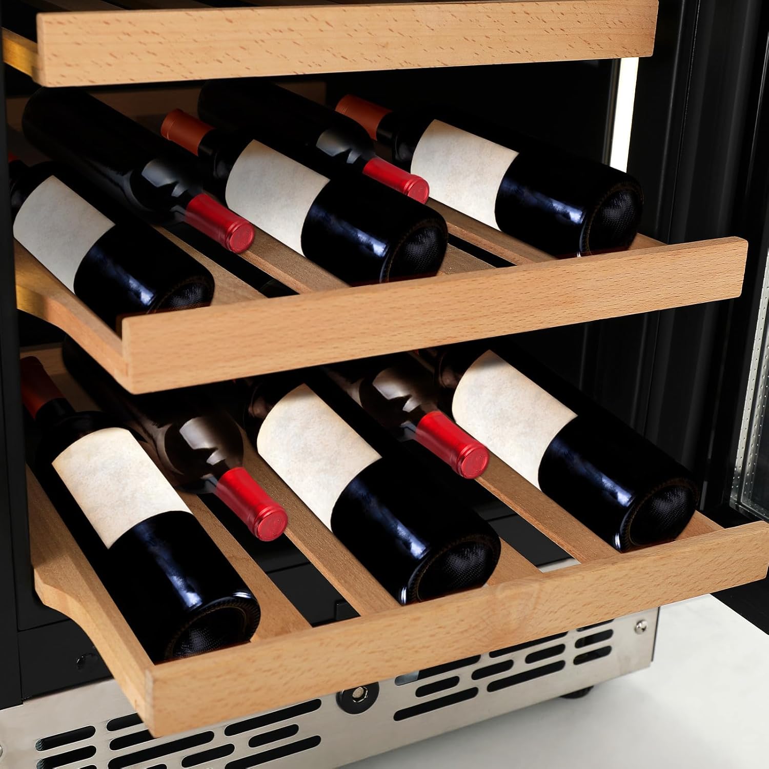 Wine Fridge Cooler: Beverage Fridge with Glass Door: 33 Bottle Wine Cooler Refrigerator - Mini Bar Refrigerators Freestanding for Home Party Use, 96l, Us Plug